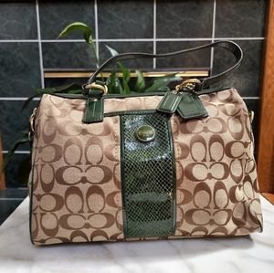 Coach Signature Python Stripe Satchel